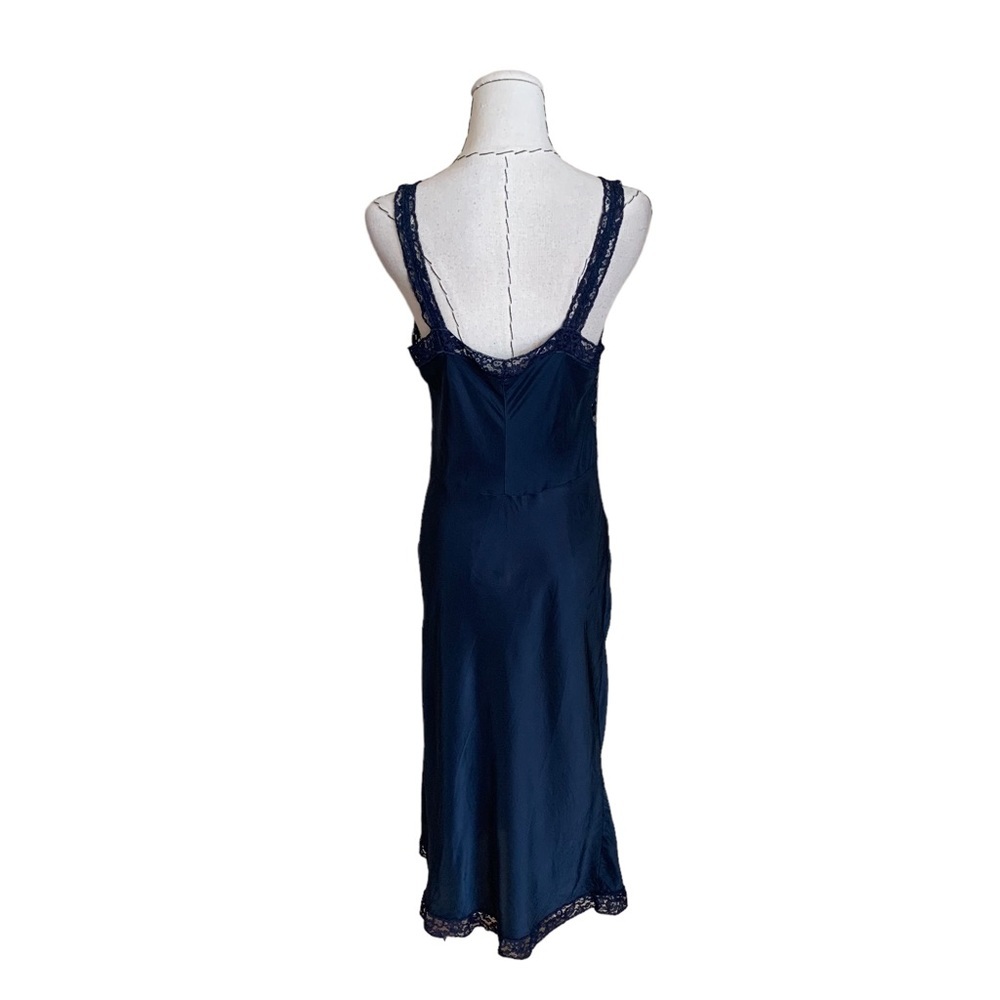 Vintage 30s 40s Navy Lace Slip Lingerie Boudouir Peignoir - Picture 4 of 11